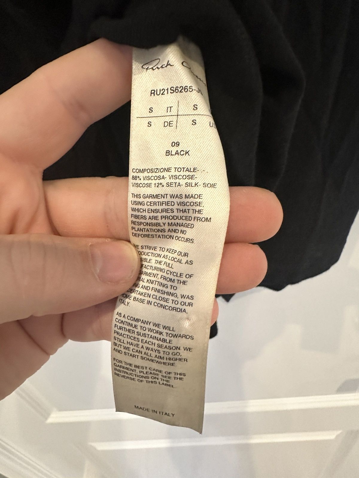 Rick Owens Rick Owen's Silk Blend Black T Shirt Size US S / EU 44-46 / 1 - 3 Thumbnail