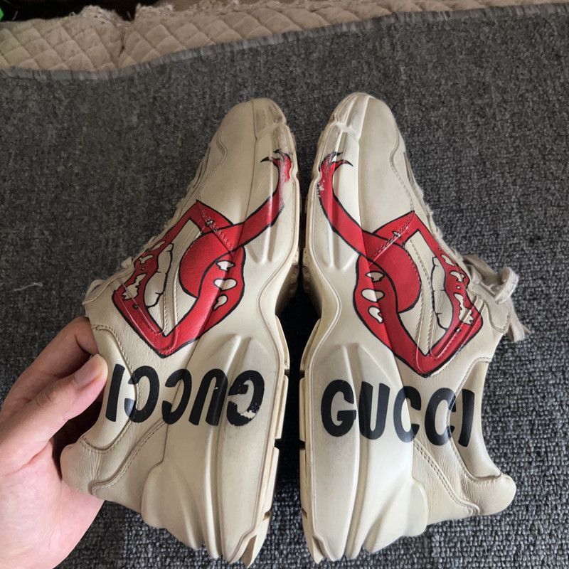 Gucci Gucci Rhyton Leather Sneakers with Lip Print - Size US 8.5 / EU 41-42 - 9 Thumbnail