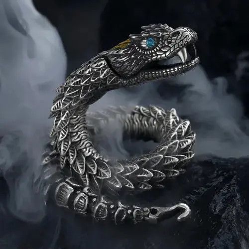 Handmade 24cm Retro Medusa Rattlesnake Bracelet Size ONE SIZE - 4 Thumbnail