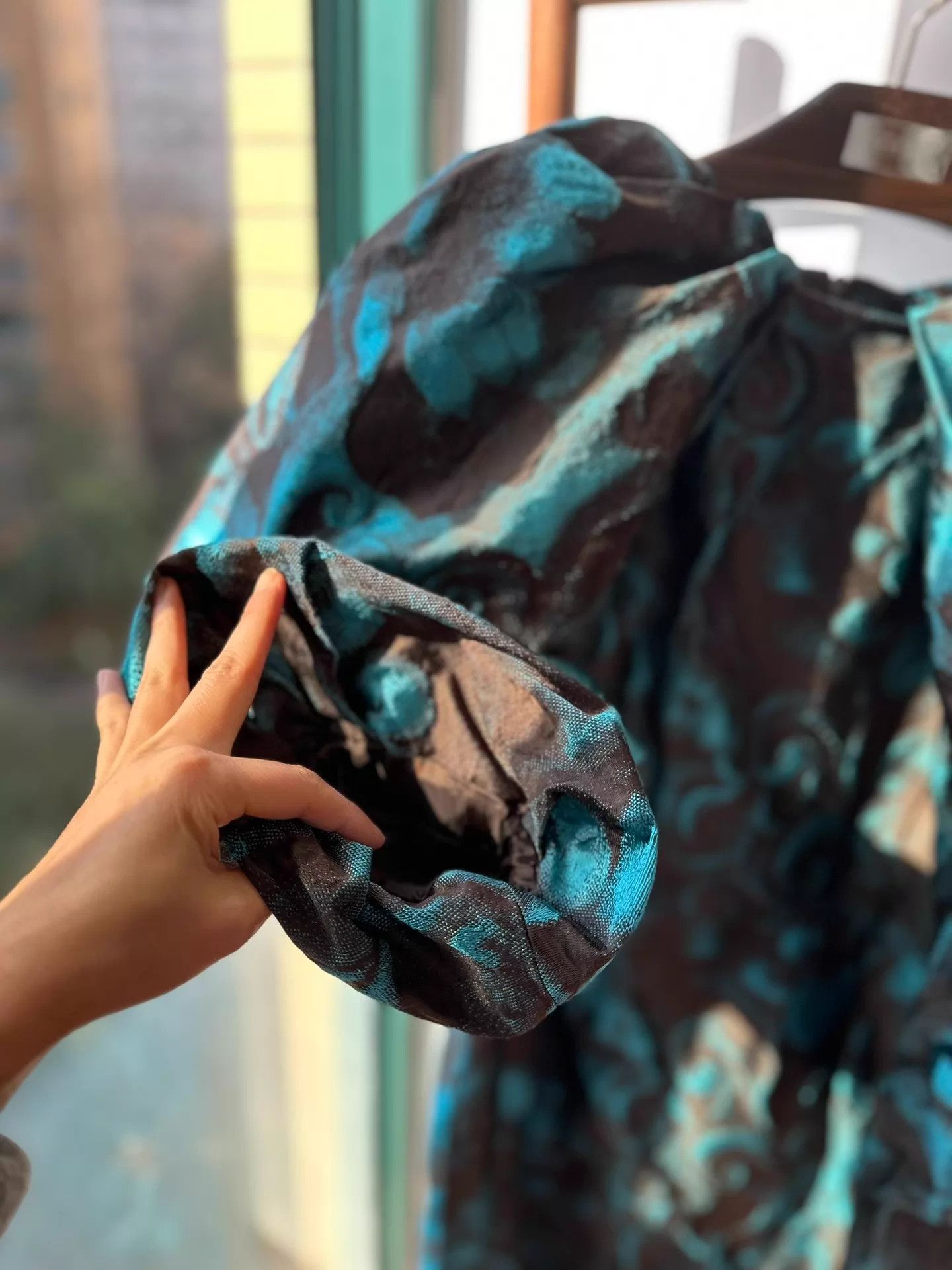 Dries Van Noten DVN Runway Black Blue Voluminous Puff Sleeve Dress Size S / US 4 / IT 40 - 7 Thumbnail