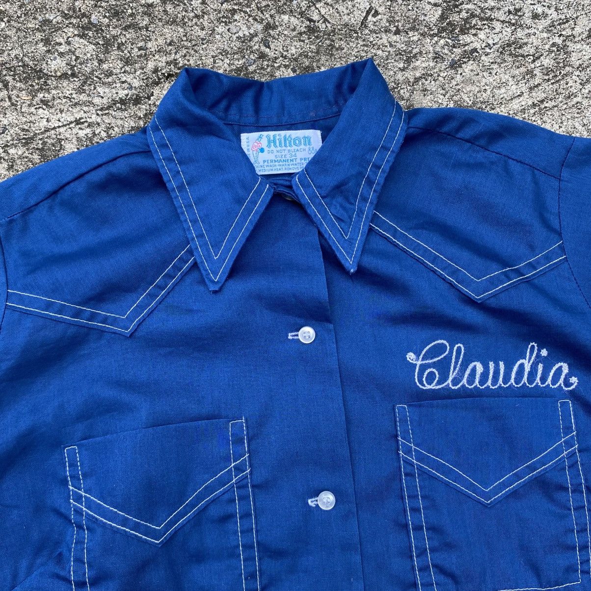 Vintage Hilton Blue Western Bowling Shirt Size S / US 4 / IT 40 - 5 Thumbnail