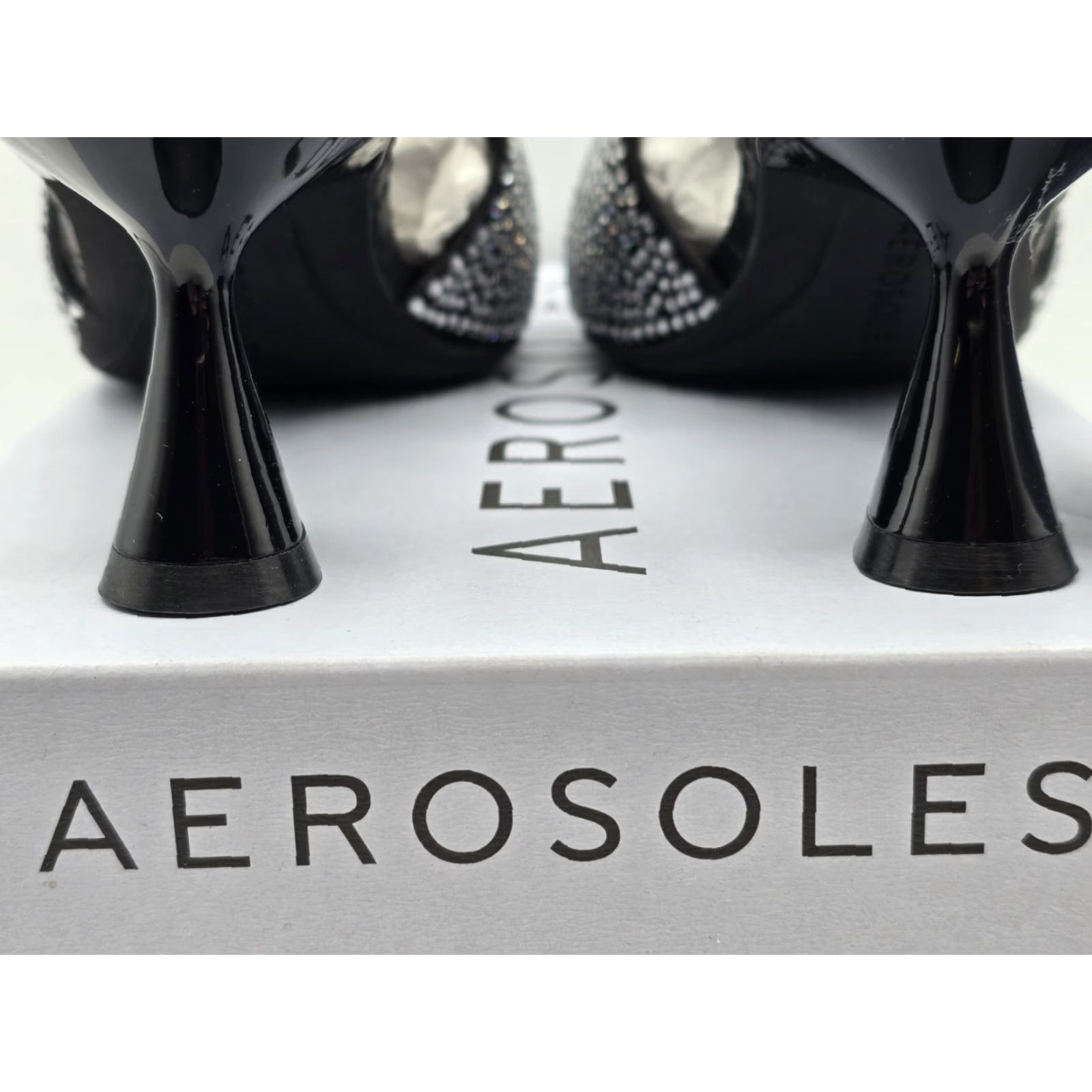 Vintage Aerosoles Janice Pump - Women's Black Satin - Size 9.5 M - Pointed Toe - Rhinestone, Bow, Buckle - Spool Heel - Formal Everyday Wear - Shoes - Women Size US 10 / IT 40 - 7 Thumbnail