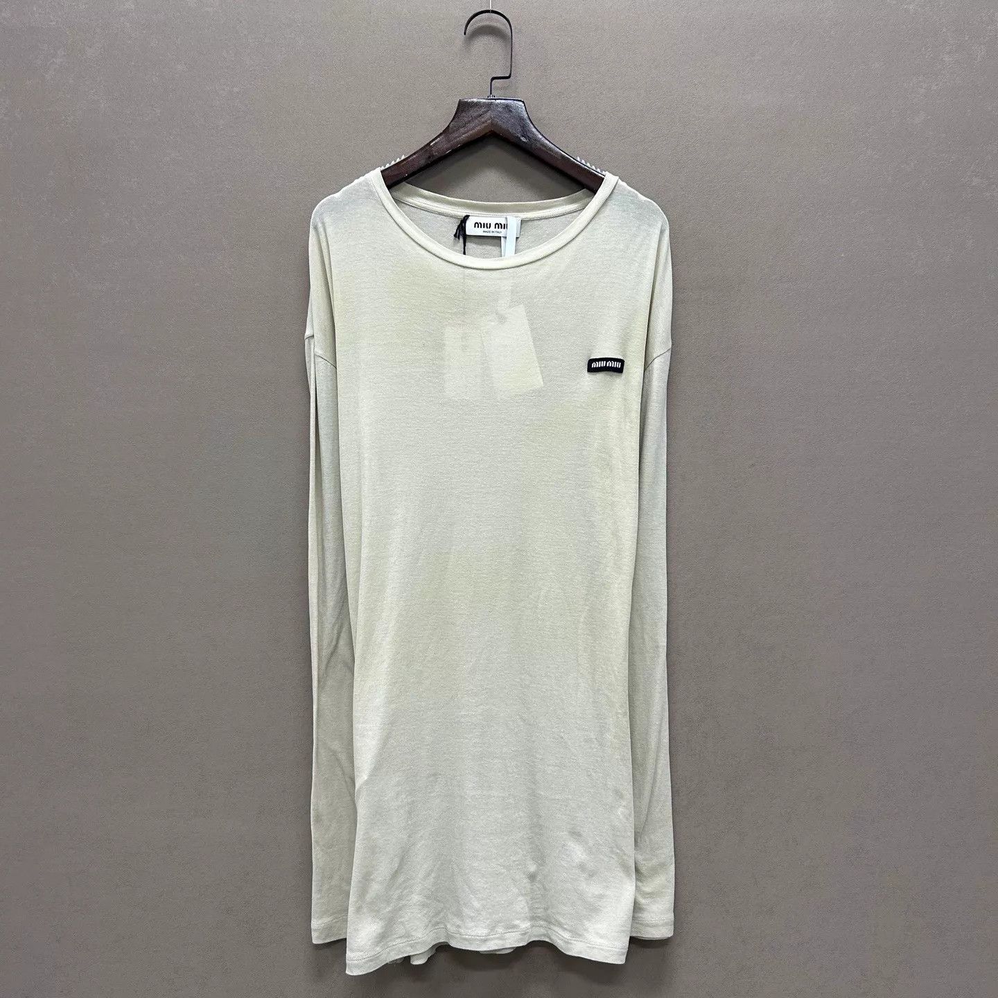 Miu Miu MIU MIU Beige Logo Embroidered Long Sleeve S (NWT) Size S / US 4 / IT 40 - 1 Thumbnail