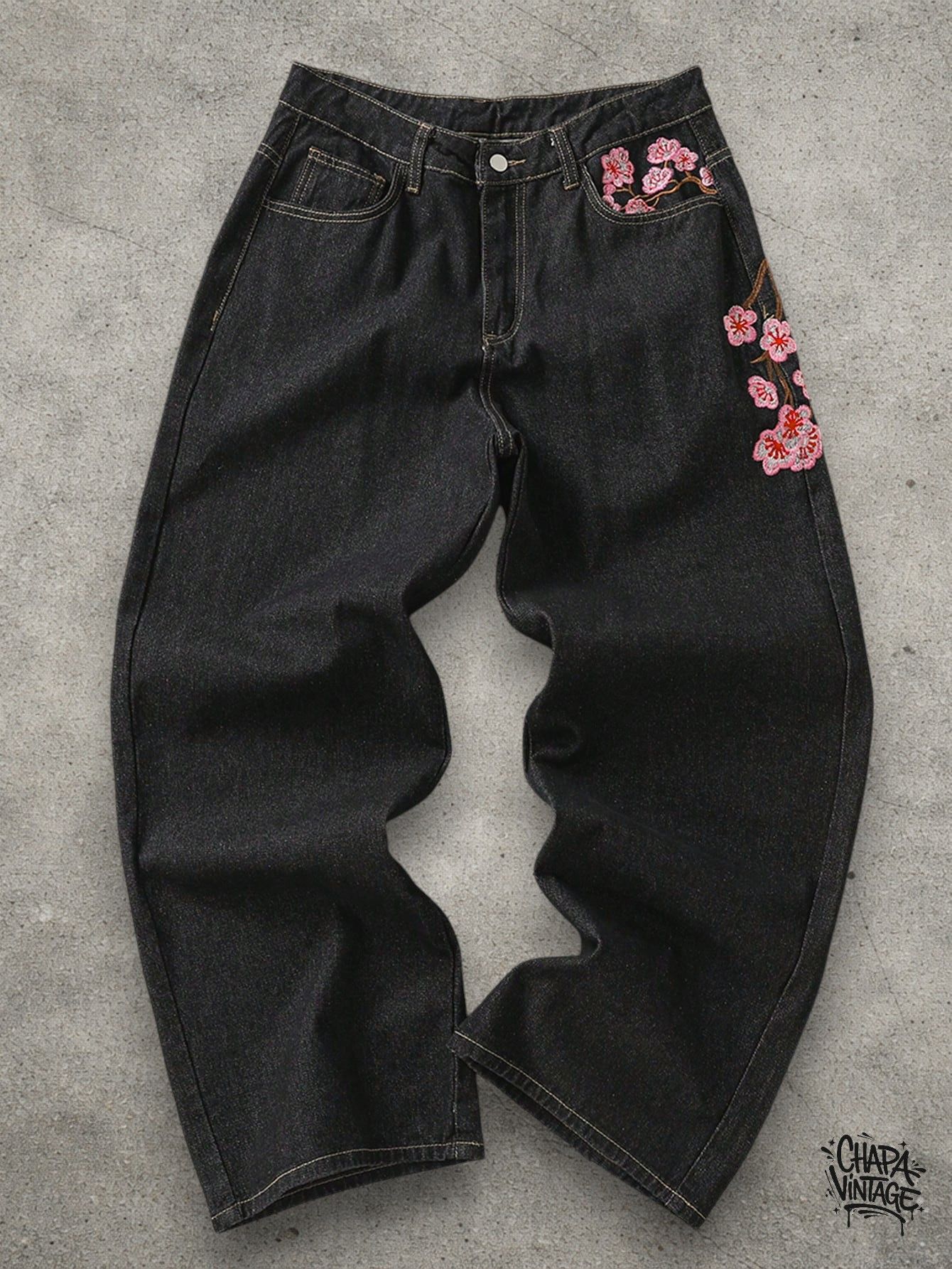 Japanese Brand Floral Dark blue jeans Size US 32 / EU 48 - 1 Thumbnail