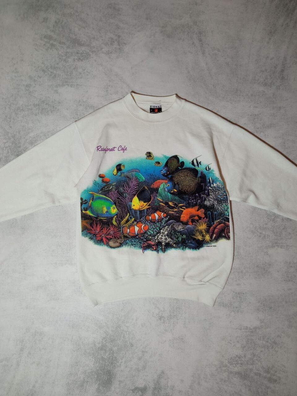 Pre-owned Made In Usa X Vintage Made In Usa Streetwear Sweatshirt With Aquarium Fish In White