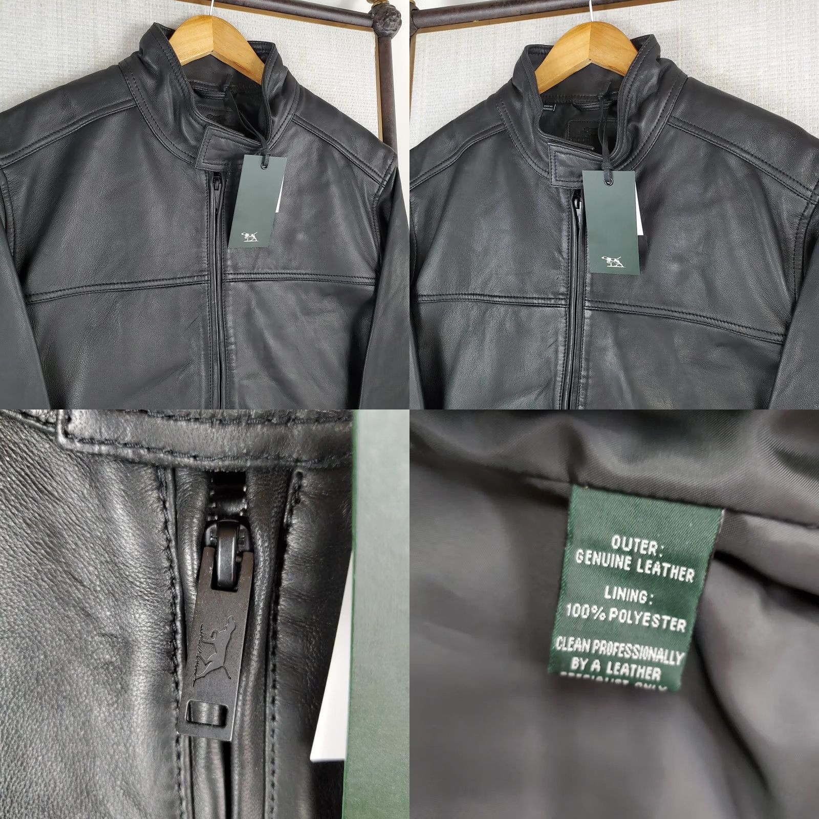 Rodd & Gunn RODD & GUNN Trucker Jacket Mens 2XL Leather Black Full Zip 100% Calfskin Stand-Up Collar Motorcycle Style Size US XXL / EU 58 / 5 - 10 Thumbnail