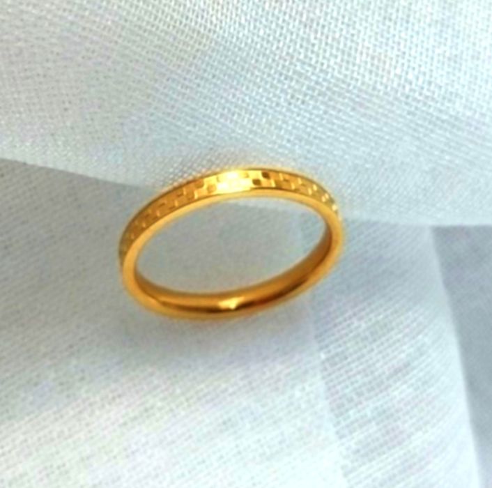 Custom Punkrock Shiny Engraved Plaid Stainless Steel Gold Ring | Grailed