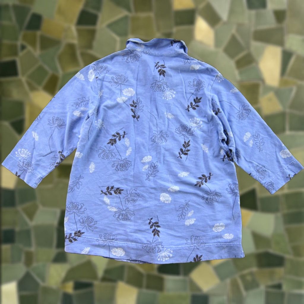 Vintage Fresh Produce Purple Floral 3/4 Sleeve Collared Button Down Blouse 1X Size XL / US 12-14 / IT 48-50 - 1 Thumbnail