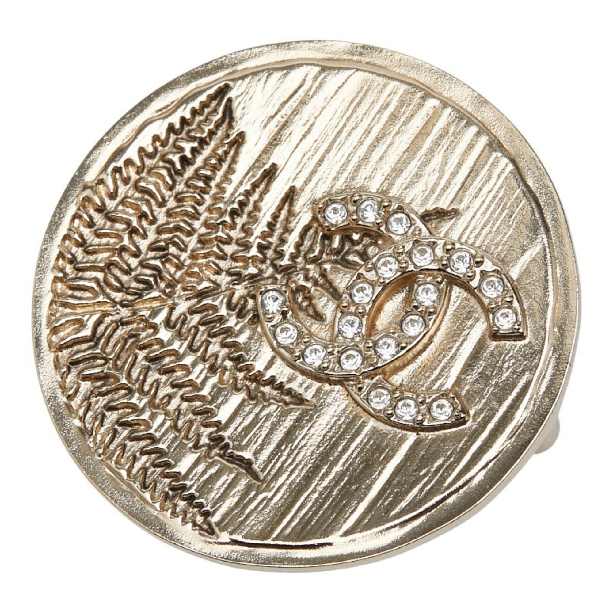 Chanel Chanel Coco Mark Brooch, Gold Rhinestone Plated, Women's, CHANEL Size ONE SIZE - 1 Thumbnail