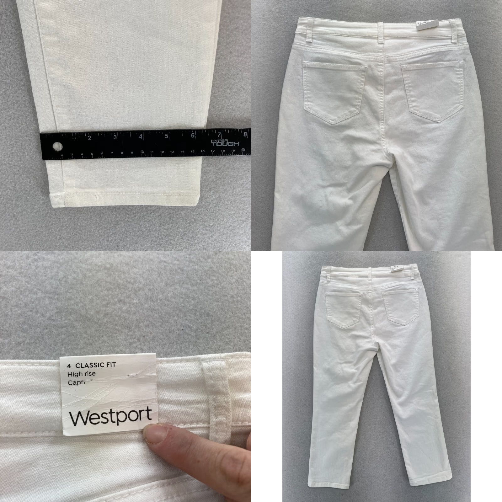 Vintage Westport Capri Jeans Women's 4 Classic Fit White Stretch Denim High Rise Casual Size 28" / US 6 / IT 42 - 8 Thumbnail