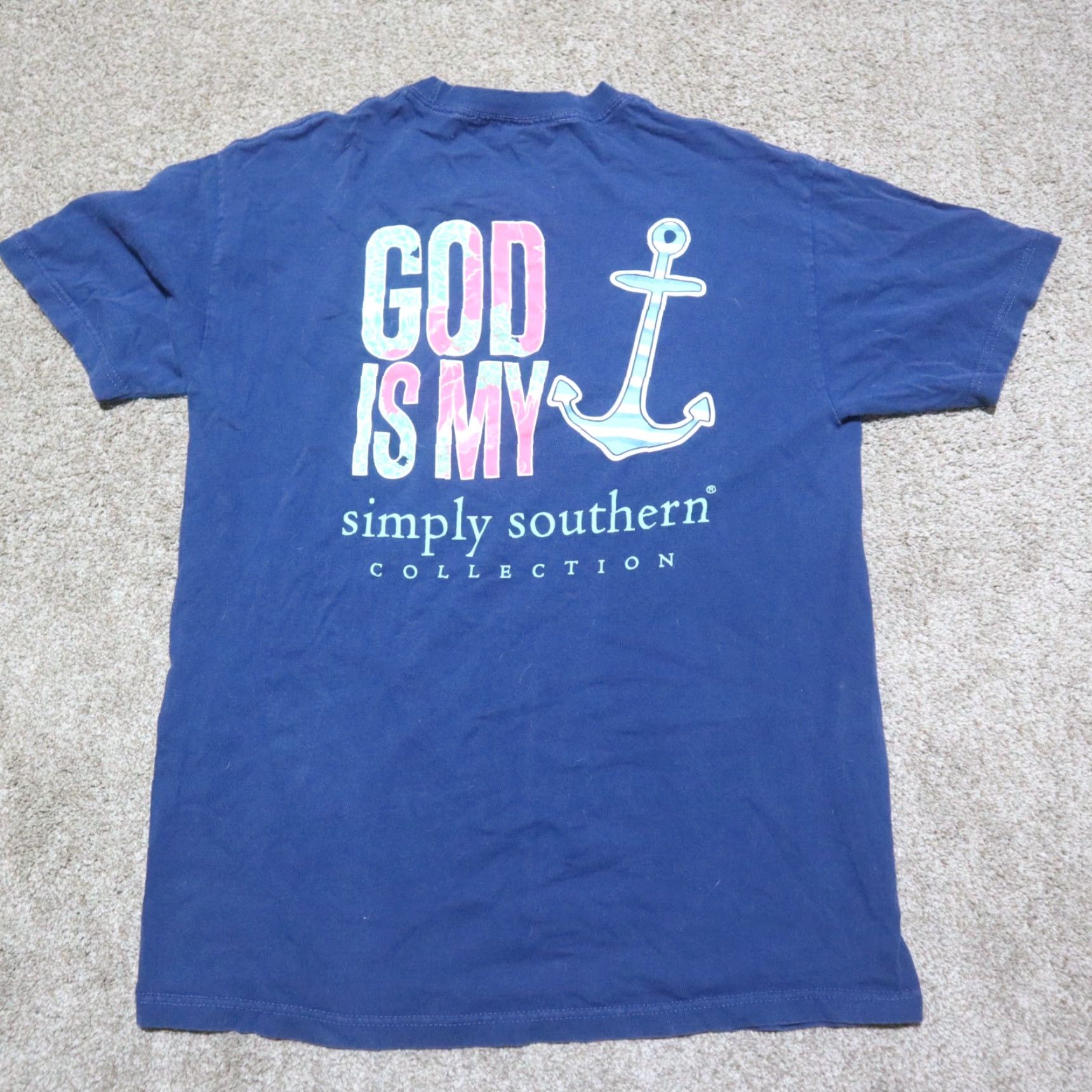 Vintage God Is My Anchor Simply Southern Tee Shirt Adult Women's Size M Medium Blue Graphic Tee Shirt Womens Size M / US 6-8 / IT 42-44 - 8 Thumbnail