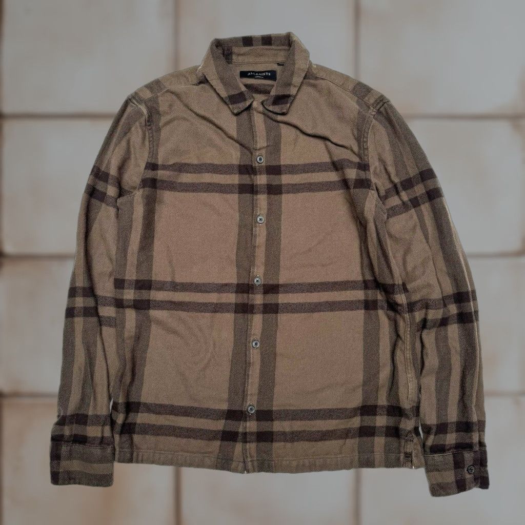 Allsaints ALLSAINTS Men’s Medium Brown Plaid Long Sleeve Button-Up Heavy Flannel Anchorage Size US M / EU 48-50 / 2 - 1 Thumbnail