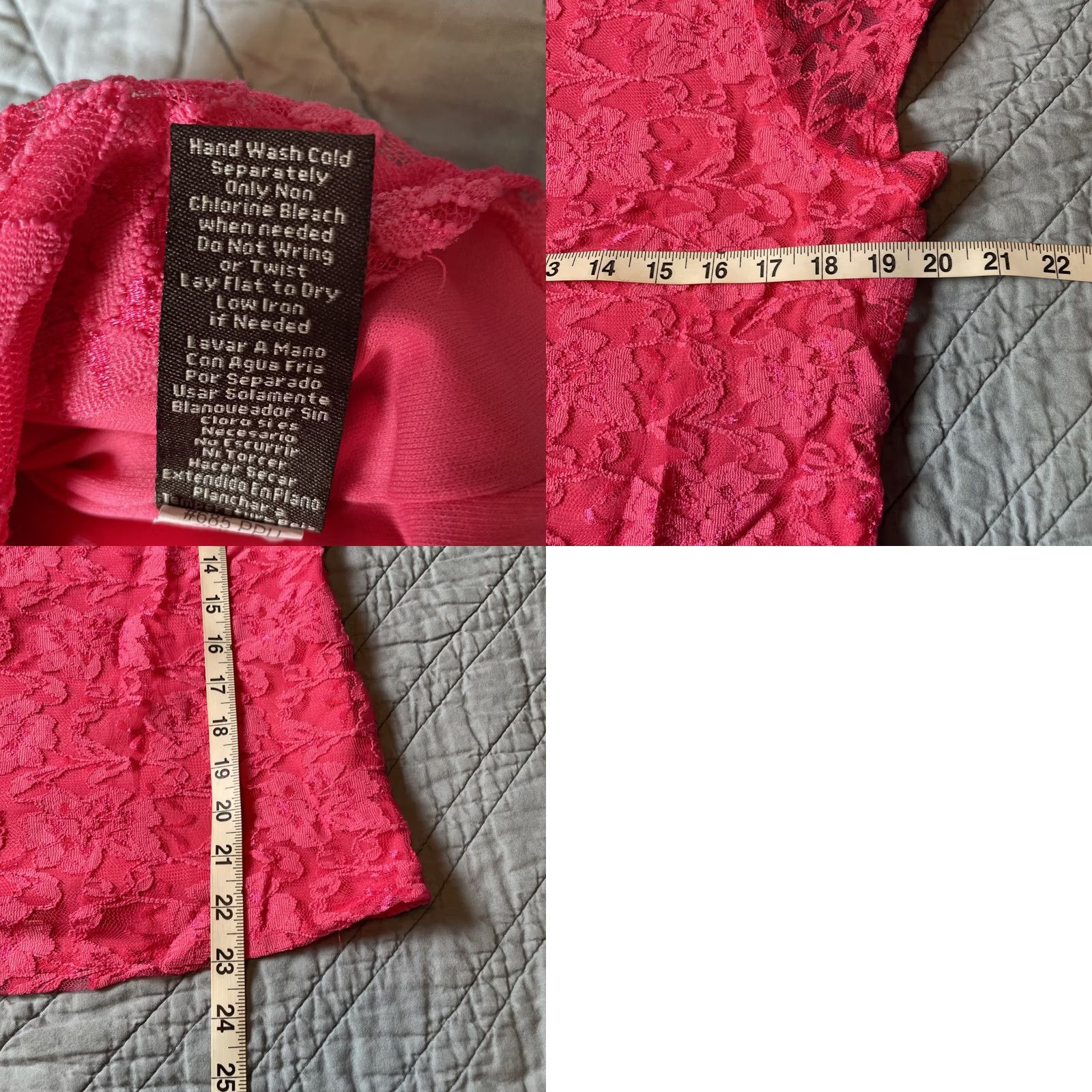 Vintage VINTAGE Fever True Y2K Pink Lace Top Blouse Short Sleeve Round Neck XL Girls Womens Casual Party/Cocktail Wedding 90s Floral Fairy Angel Size XL / US 12-14 / IT 48-50 - 8 Thumbnail