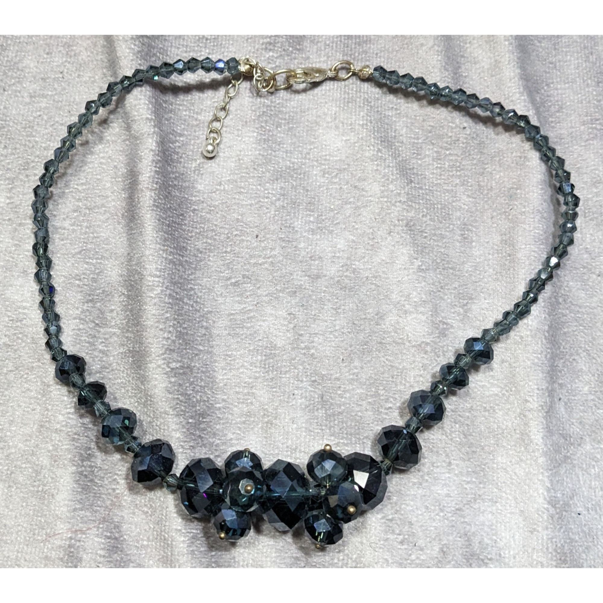 Handmade Elegant Midnight Blue Crystal Cluster Necklace Handcrafted F Size ONE SIZE - 5 Thumbnail