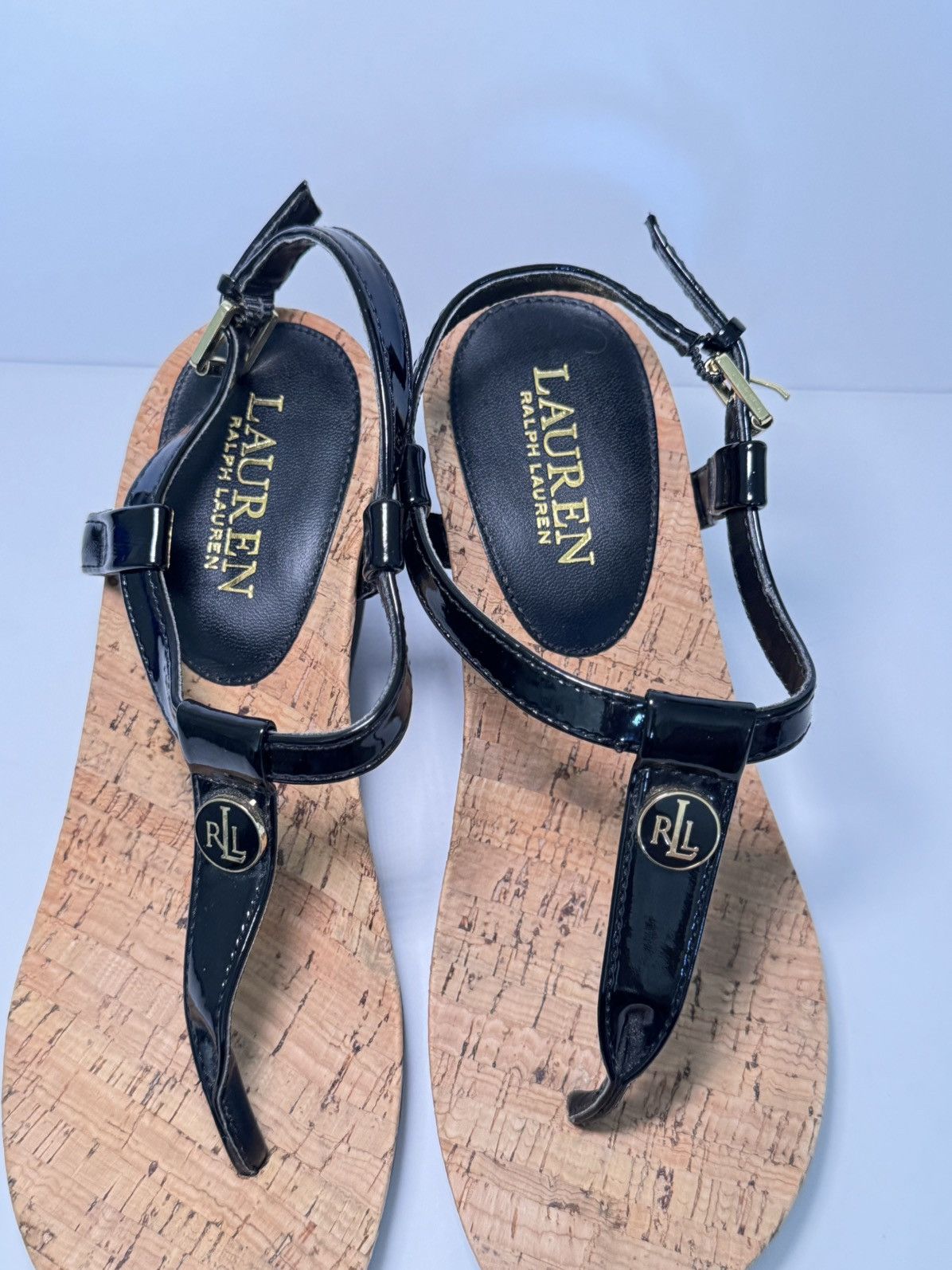 Lauren Ralph Lauren Lauren Ralph Lauren black patent cork wedge sandals Size US 6 / IT 36 - 9 Thumbnail