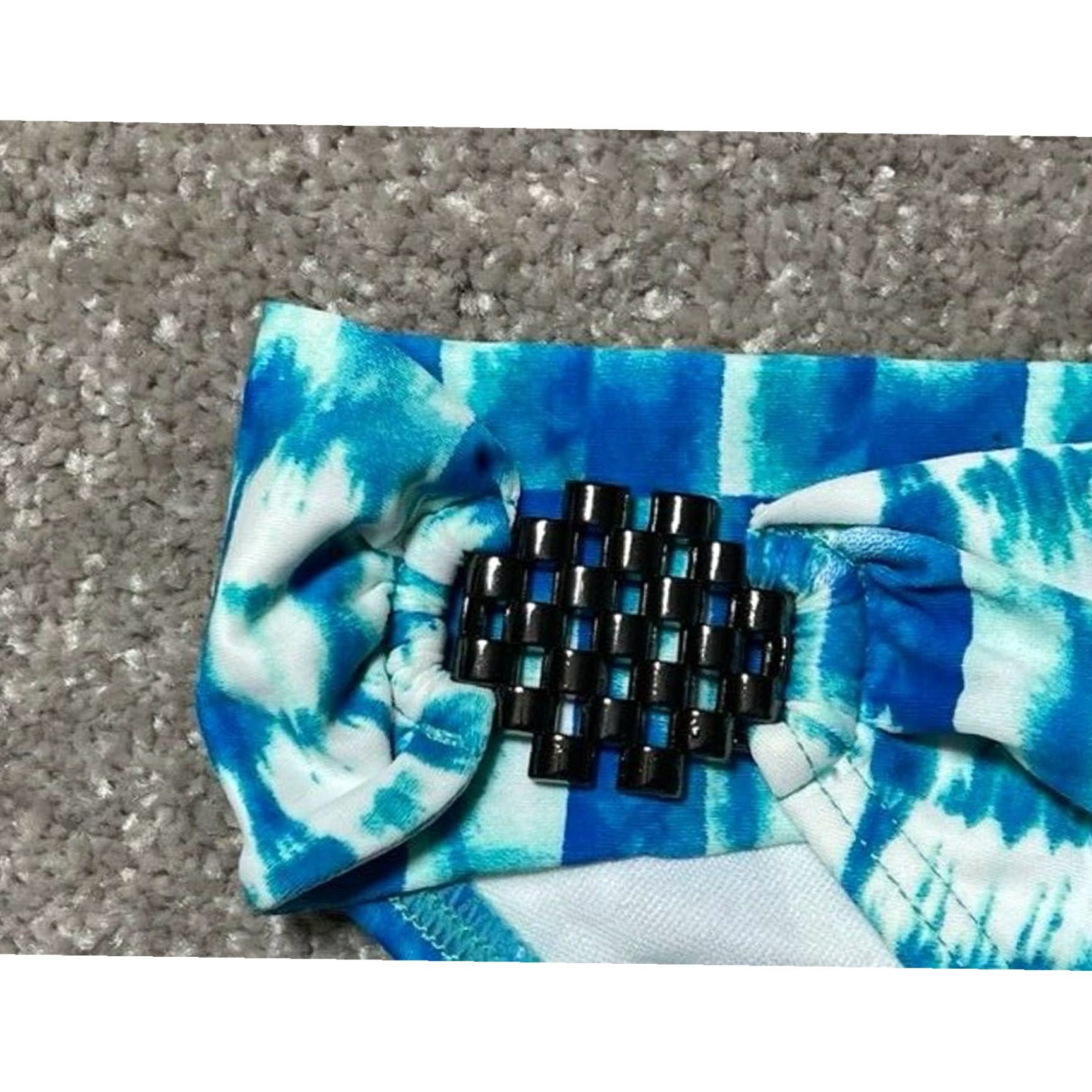 Vintage Swim Systems Bikini Bottom S Tie Dye Shibori Luxe Boho Chic Hipster Bottom Womens S Beach Blue Size 28" / US 6 / IT 42 - 4 Thumbnail