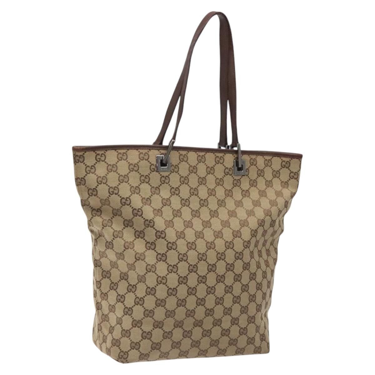 Gucci GG Canvas Tote Bag Beige Silver 31243 Auth Bs25243 in Beige/Silver, Women's