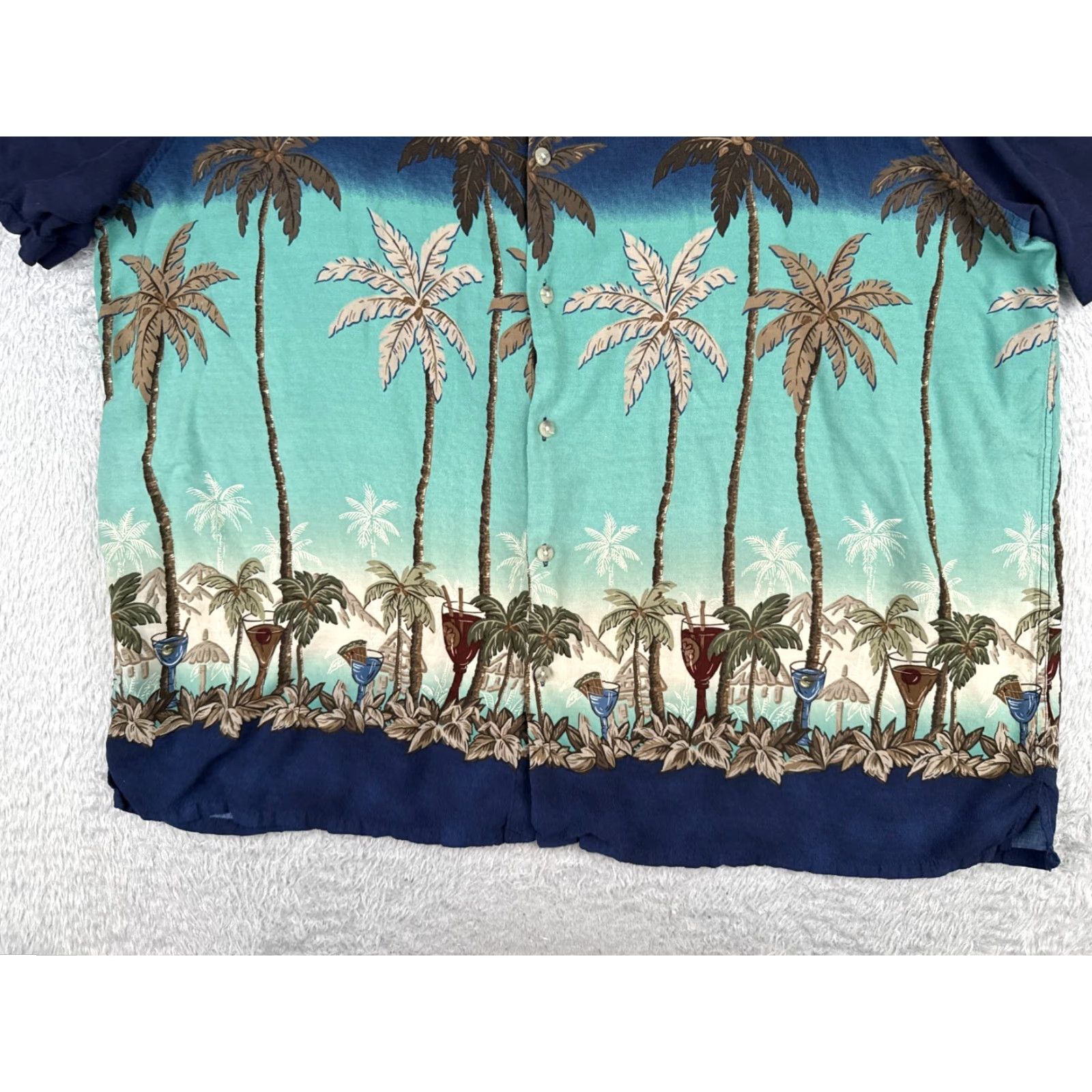 Croft & Barrow Croft & Barrow Shirt Men 2XL Blue Palm Cocktails Button Up Rayon Hawaiian Size US XXL / EU 58 / 5 - 5 Thumbnail