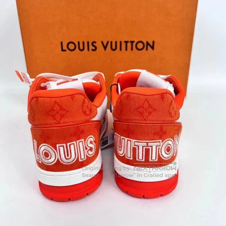 Louis Vuitton LV Leather Trainer Velcro Orange Size 8. Size US 8 / EU 41 - 3 Thumbnail