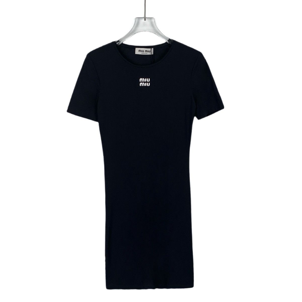 Miu Miu Miu Miu Black Logo Letter Print Short Sleeve Dress K26WX Size XS / US 0-2 / IT 36-38 - 1 Thumbnail