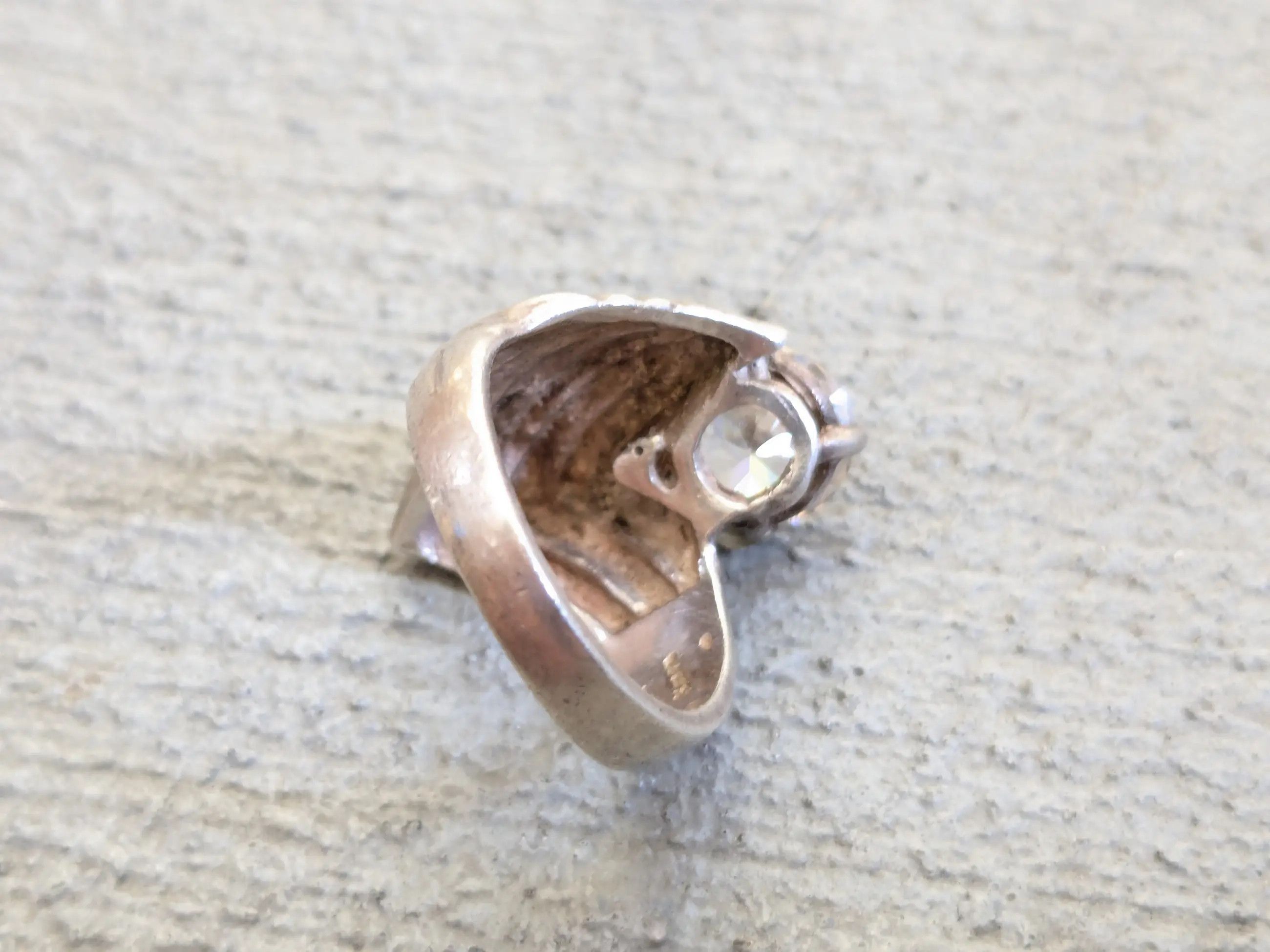 Jewelry × Vintage Sterling Silver Ring CZ Clear Round 7 Mexico Taxco Modern Size ONE SIZE - 10 Thumbnail