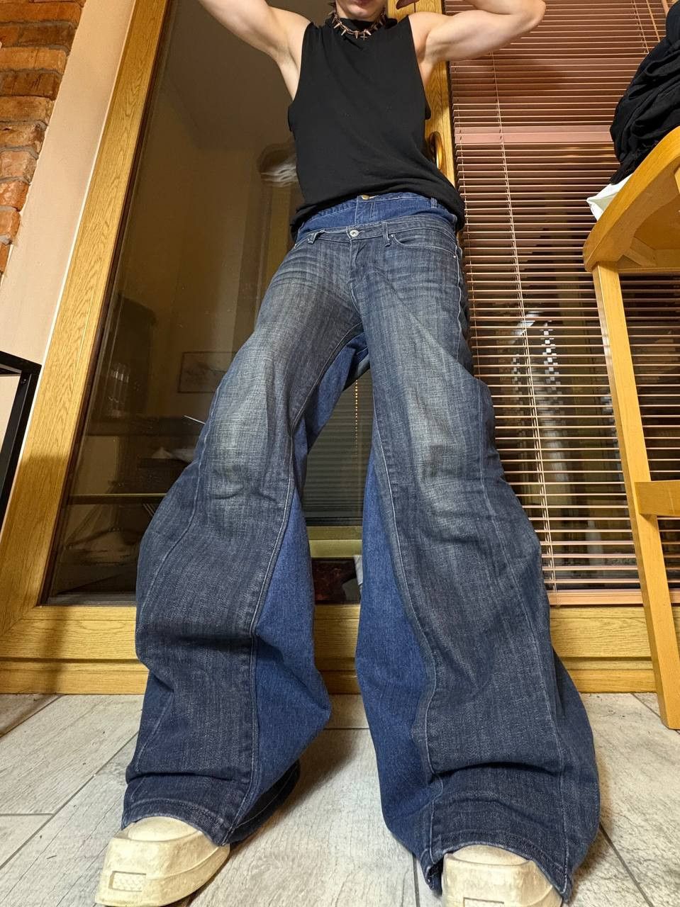 Japanese Brand rare flared blue handmade streetwear jeans Size US 31 - 2 Thumbnail