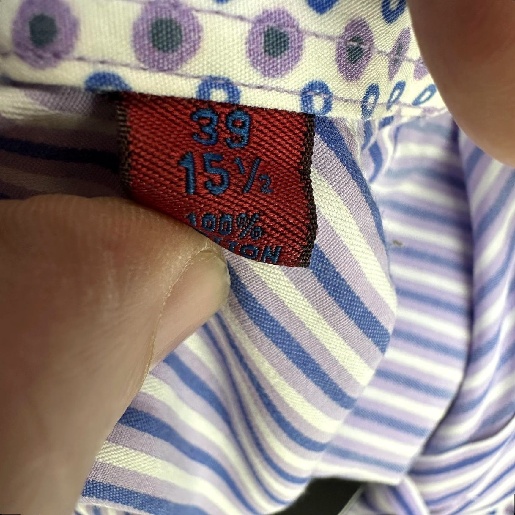 Robert Graham Robert Graham Shirt Mens Medium Purple Blue Stripe Contrast Cuff Cotton 15.5 39 Size US M / EU 48-50 / 2 - 7 Thumbnail