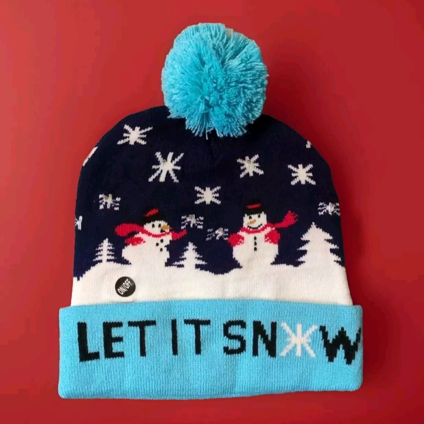 Vintage Lights Up Christmas Beanie Knit 3 Settings Adult NEW Frosty The Snowman Size ONE SIZE - 3 Thumbnail