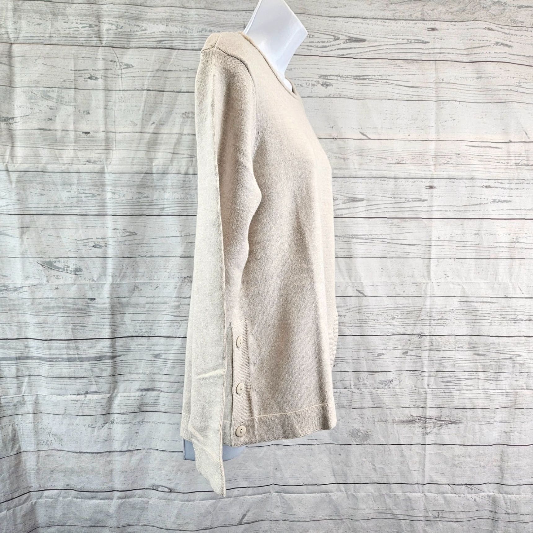 Vintage Renuar Womens Sweater On Demand L Large Beige Viscose Polyester Long Sleeve Pullover Knit Sl 25.5" 20" 24" NWT Size L / US 10 / IT 46 - 3 Thumbnail