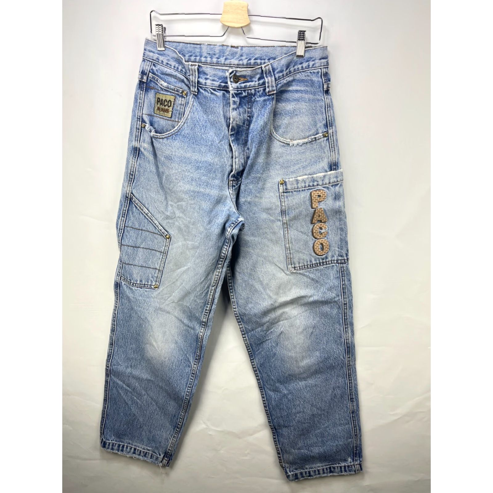 Vintage VINTAGE Paco Jeans Baggy Wide-Leg 32 Men Blue 90s Decade 32 Mens Size US 32 / EU 48 - 3 Thumbnail