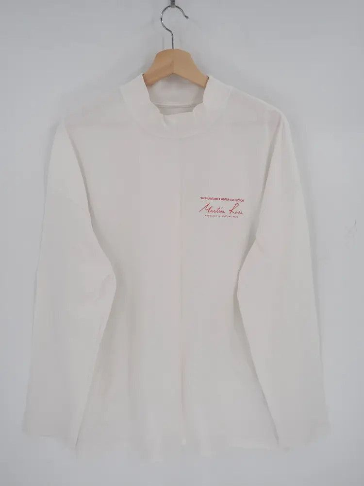 Martine Rose Martin Rose 21AW White Funnel Neck Logo L/S Tee-2505 Size US L / EU 52-54 / 3 - 3 Thumbnail