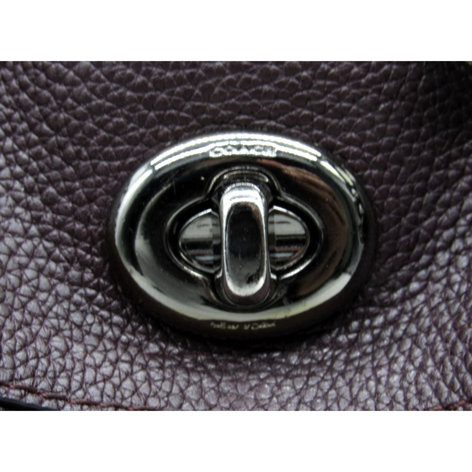 Coach VINTAGE COACH Edie Turnlock Shoulder Handbag Cherry Brown Pebbled Leather Women Medium Size ONE SIZE - 5 Thumbnail