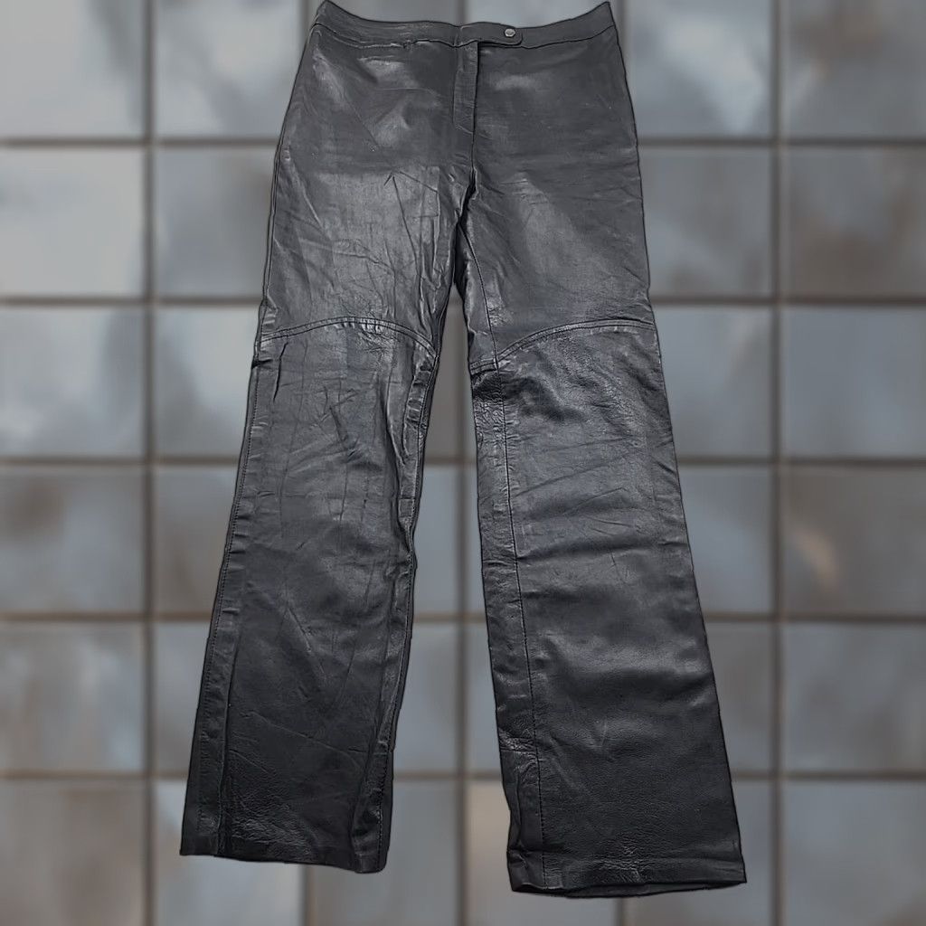 Vintage Leather 2000 By Hira Imports Jeans Womens Size 16 Black Leather Pants Size 38" / US 16 / IT 52 - 1 Thumbnail