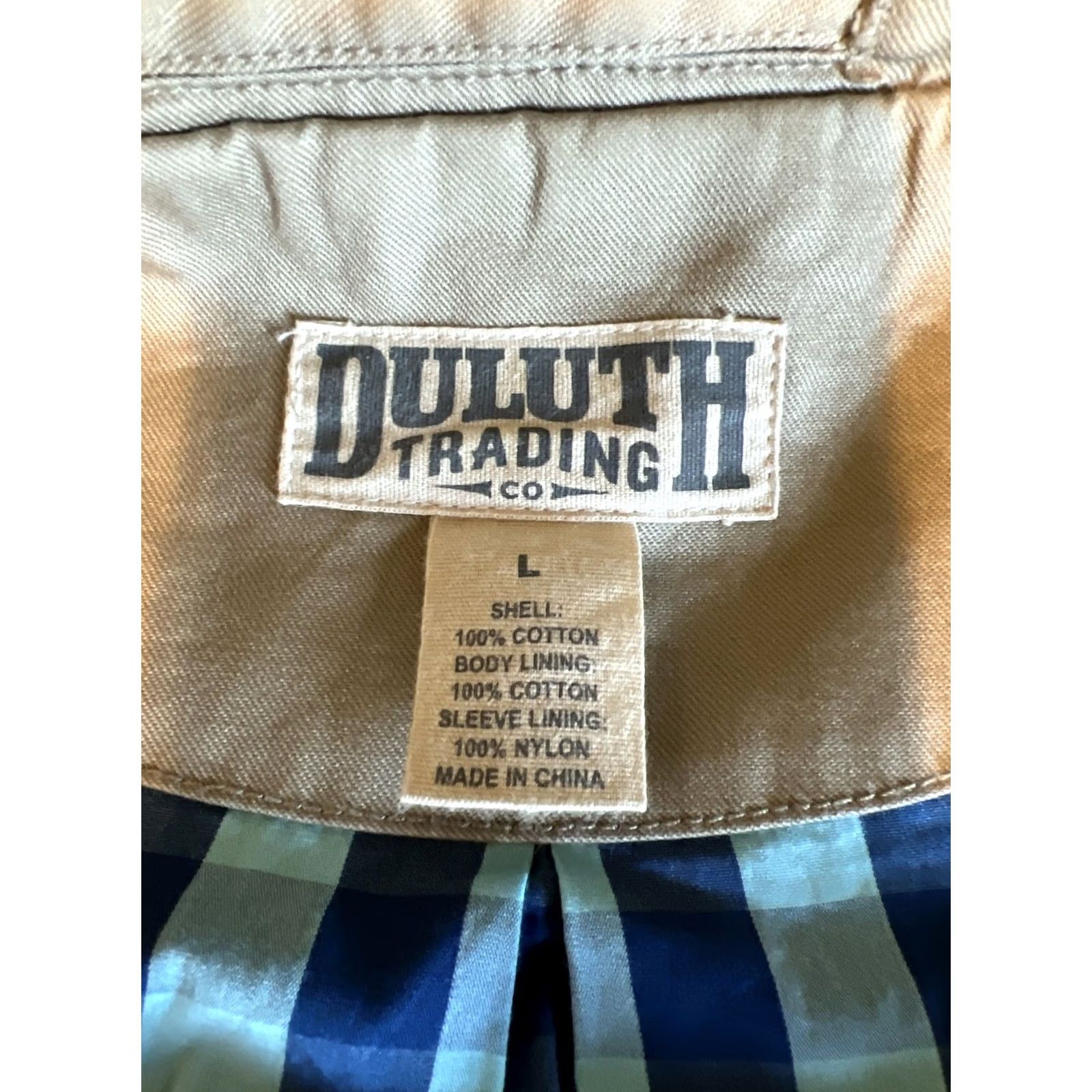 Duluth Trading Company Duluth Trading Co Blazer Shirt Jacket Men’s Large Beige Cotton Khaki Mid-Length Button Pockets Regular Presentation Jacket J1992 Size 42R - 4 Thumbnail