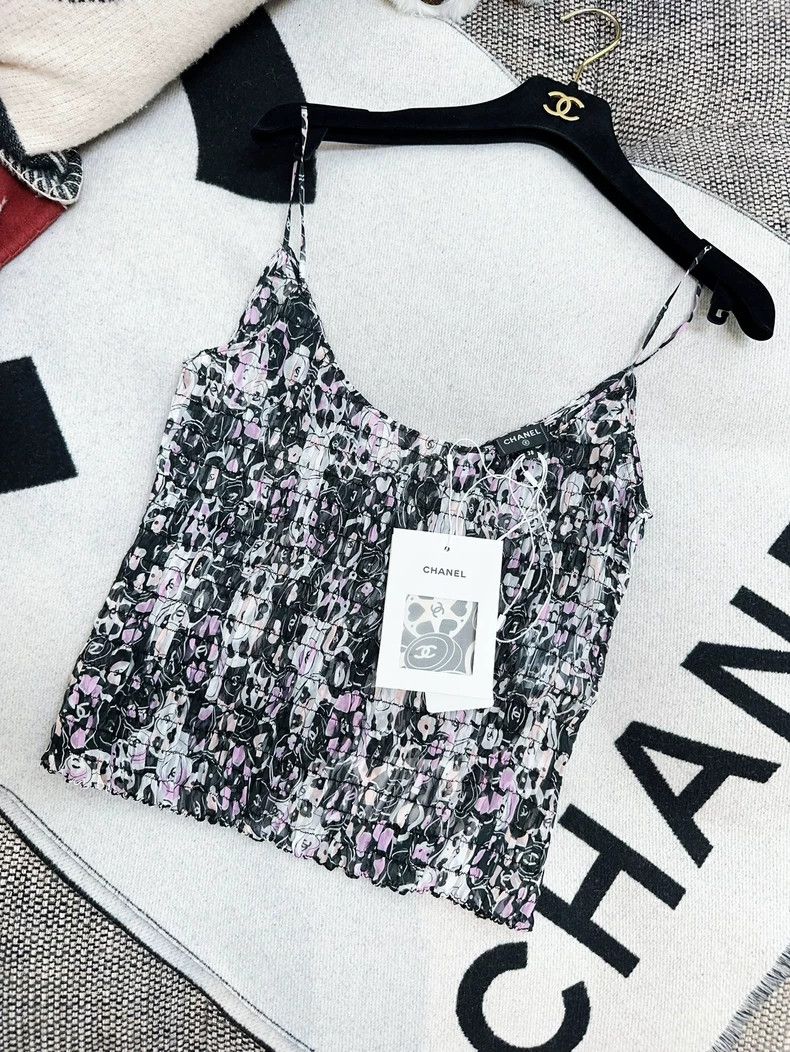 Chanel Chanel 24p black and pink mixed color elastic pleated silk Size XS / US 0-2 / IT 36-38 - 1 Thumbnail