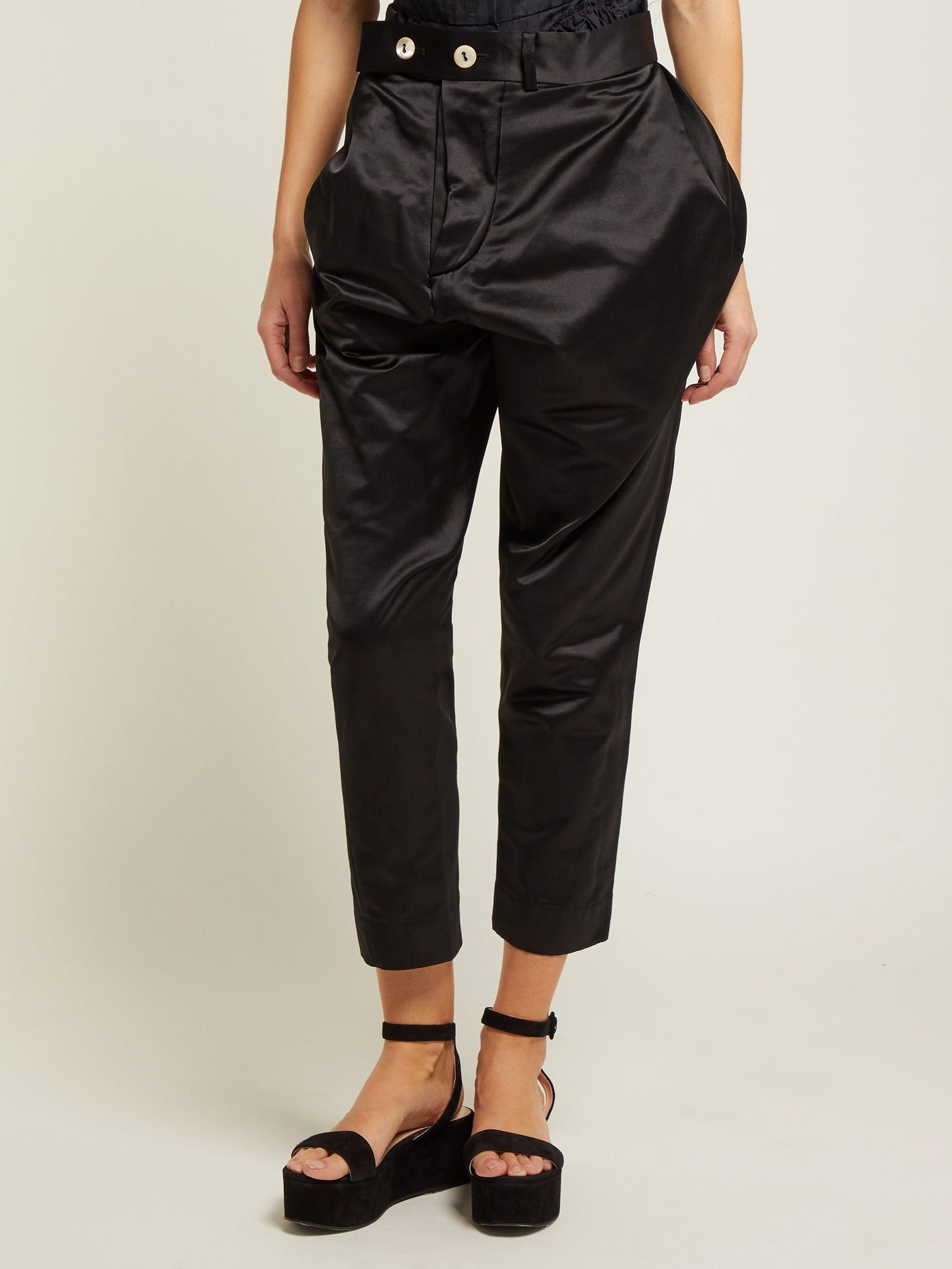 Vivienne Westwood VIVIENNE WESTWOOD ANGLOMANIA 코튼 블렌드 비대칭 새틴 팬츠 Size 30" / US 8 / IT 44 - 3 Thumbnail