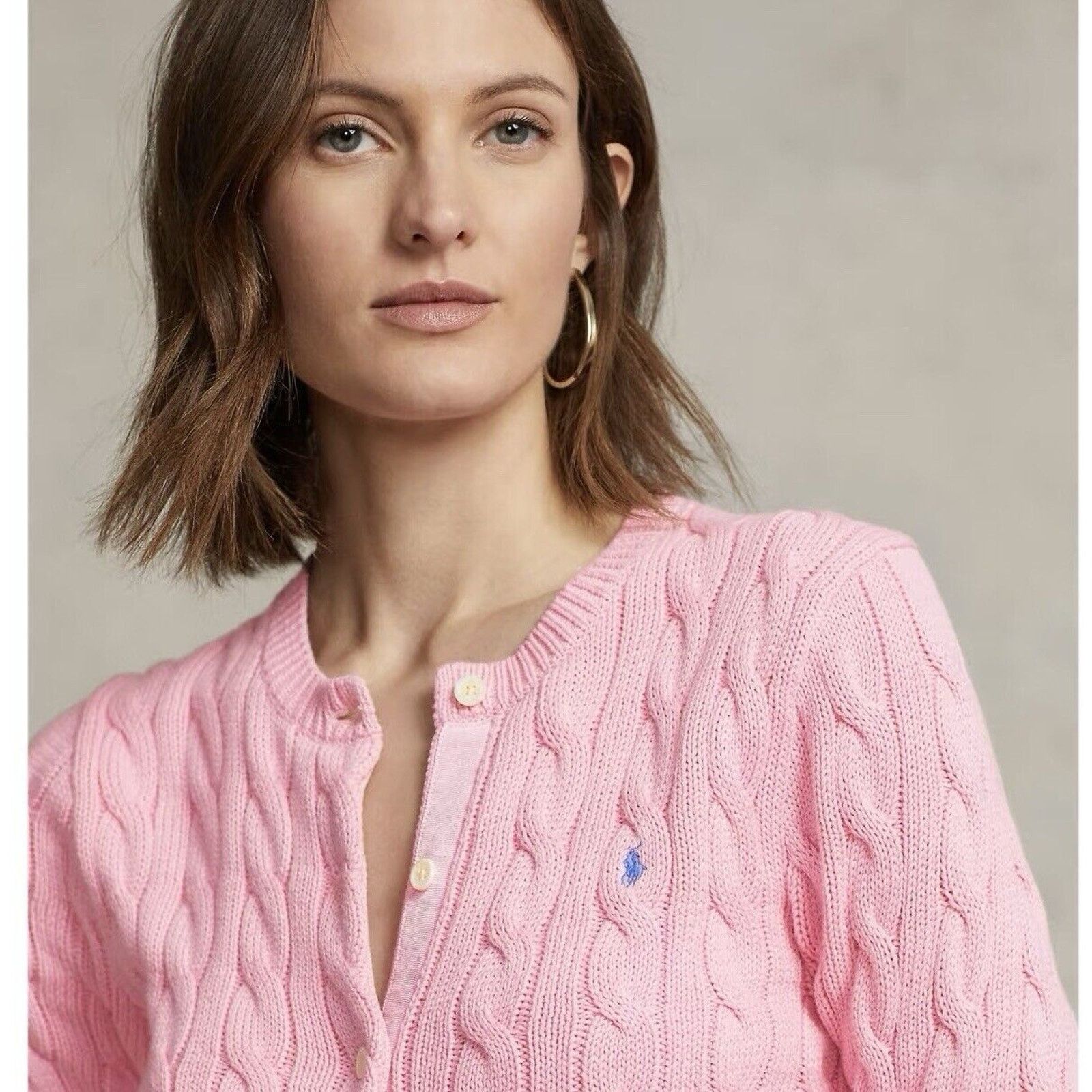 Ralph Lauren NEW Polo Ralph Lauren Cable Knit Cardigan Sweater Pink M Size M / US 6-8 / IT 42-44 - 2 Thumbnail