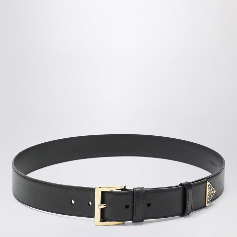 Prada Prada Black Leather Belt With Triangle Logo Size ONE SIZE - 1 Thumbnail