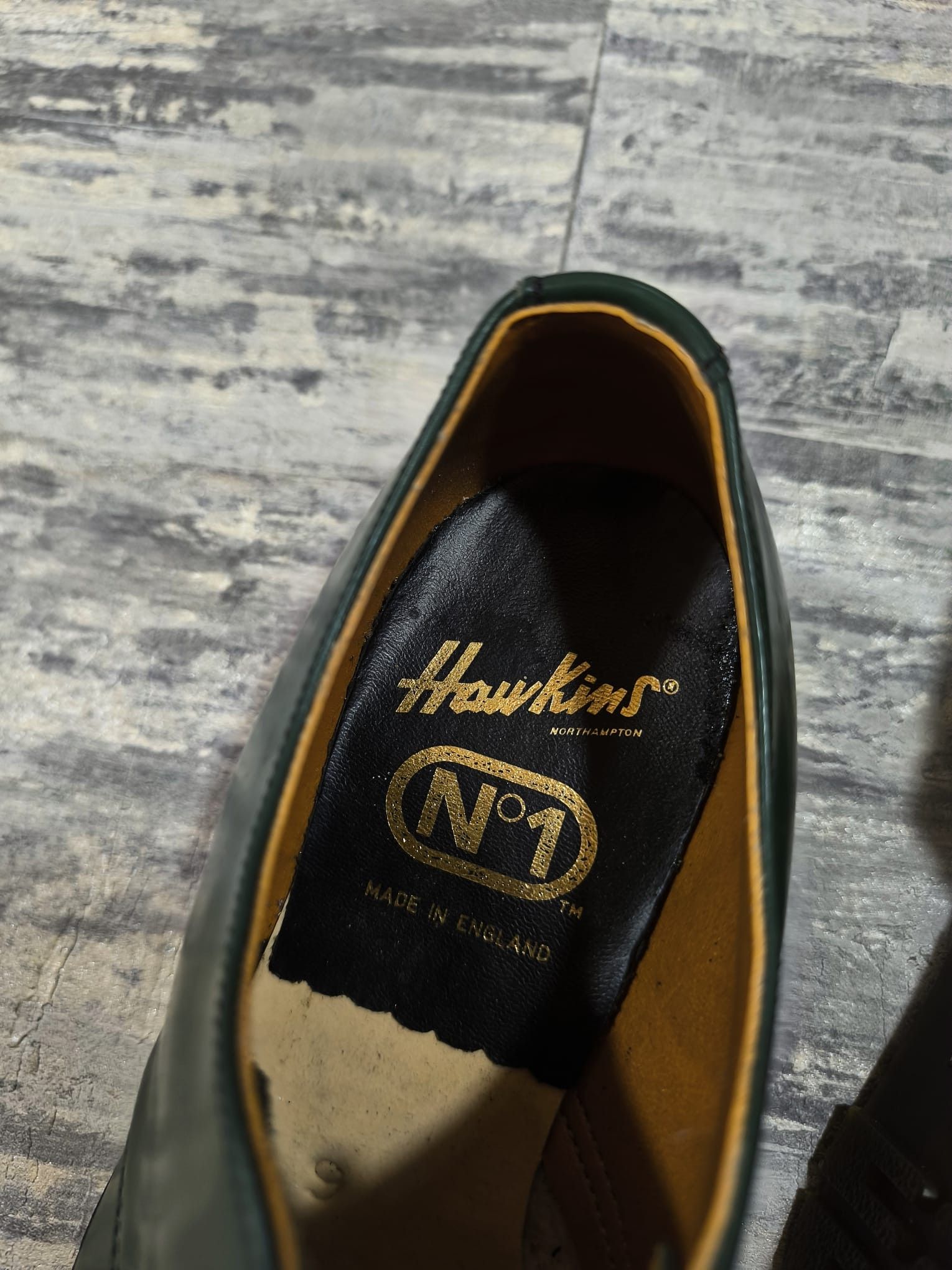 Leather Hawkins Derby Shoes Green Leather England rare 80s 90s Vtg Size US 6.5 / EU 39-40 - 8 Thumbnail