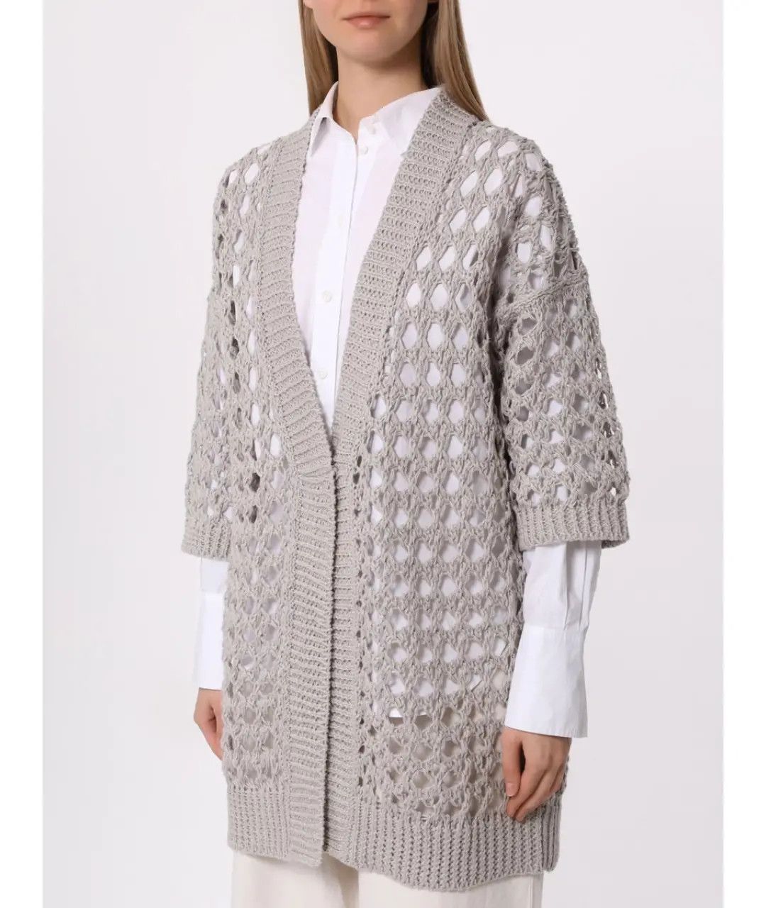 Brunello Cucinelli o1w1db10825 Cardigan in Open Grey Size L / US 10 / IT 46 - 2 Thumbnail