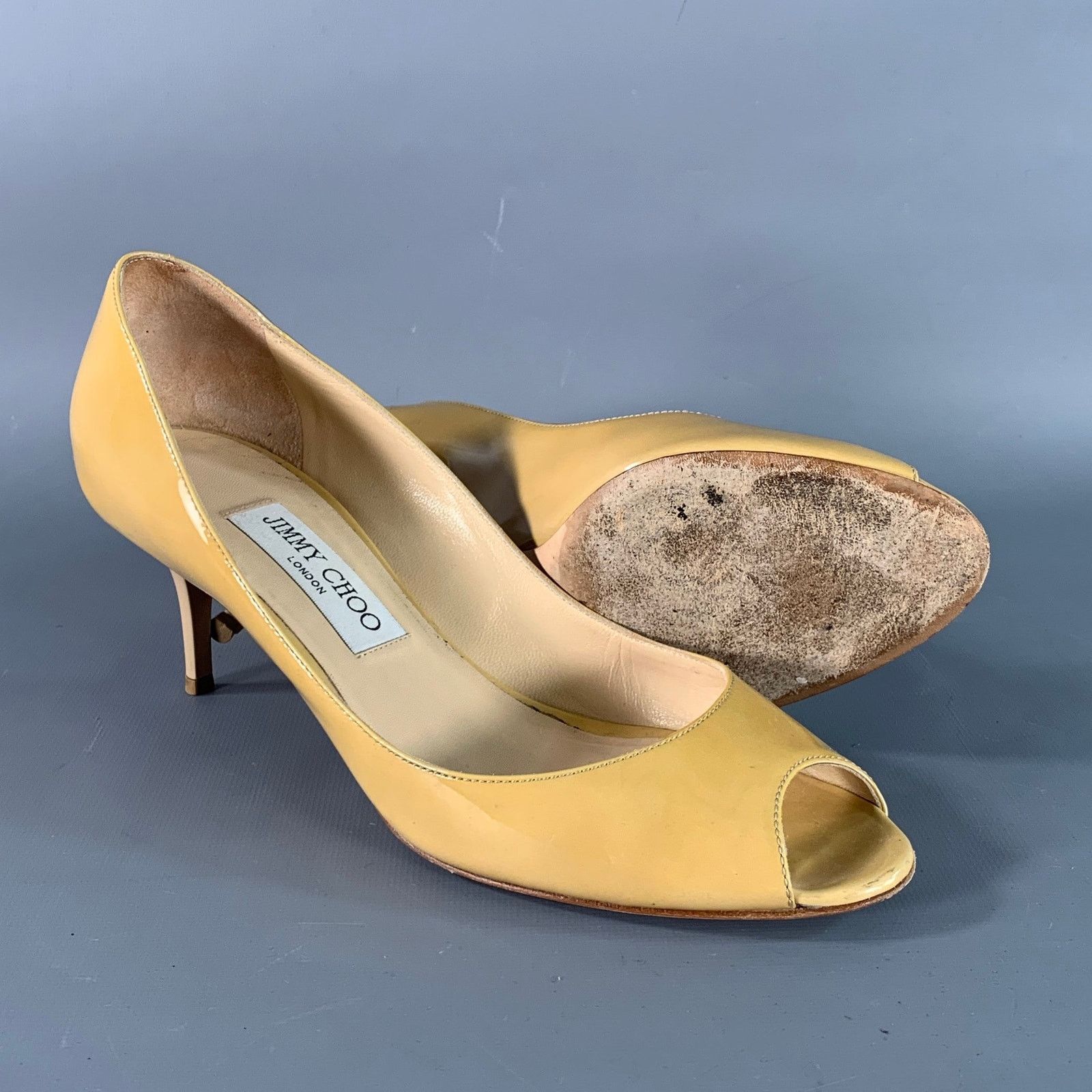 Jimmy Choo JIMMY CHOO Size 8 Tan Patent Leather Peep Toe Pumps Size US 8 / IT 38 - 5 Thumbnail