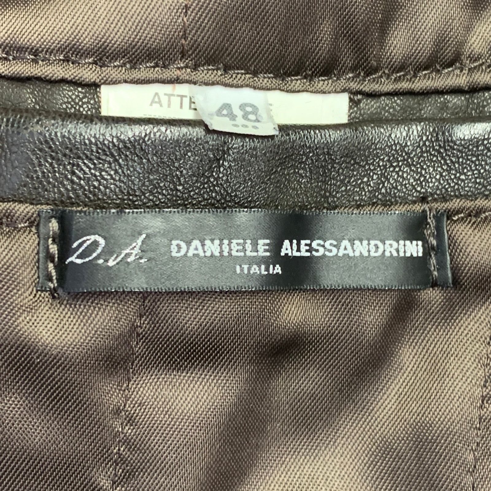 Daniele Alessandrini Size S Brown Ribbed Leather Bomber Jacket Size US S / EU 44-46 / 1 - 10 Thumbnail