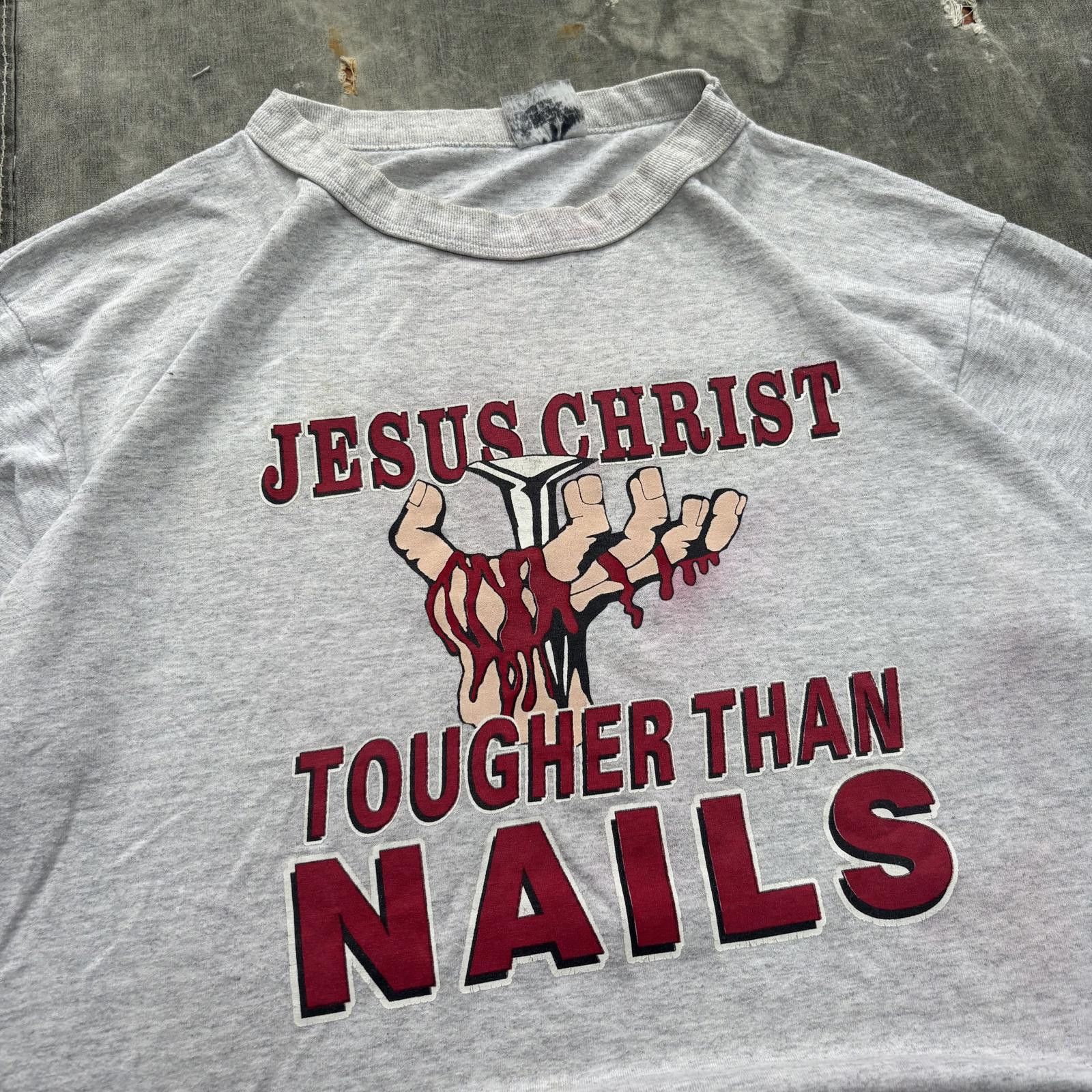 Vintage Vintage 90s Jesus Tougher Than Nails Bloody Graphic Shirt Size US XL / EU 56 / 4 - 2 Thumbnail