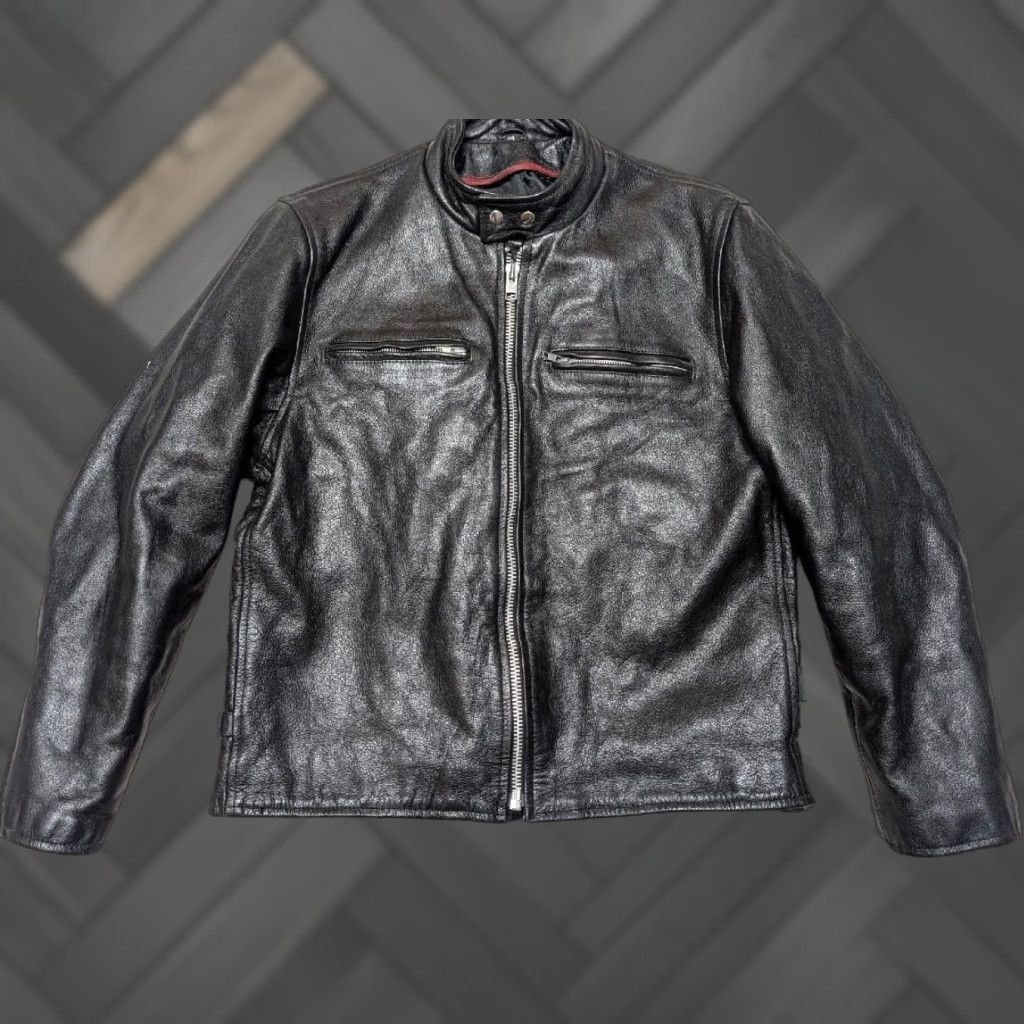 Vintage VINTAGE Jamin Leather Motorcycle Jacket Mens L Black Cowhide Leather 90s Cafe Racer Vintage 1990s Size US L / EU 52-54 / 3 - 1 Thumbnail