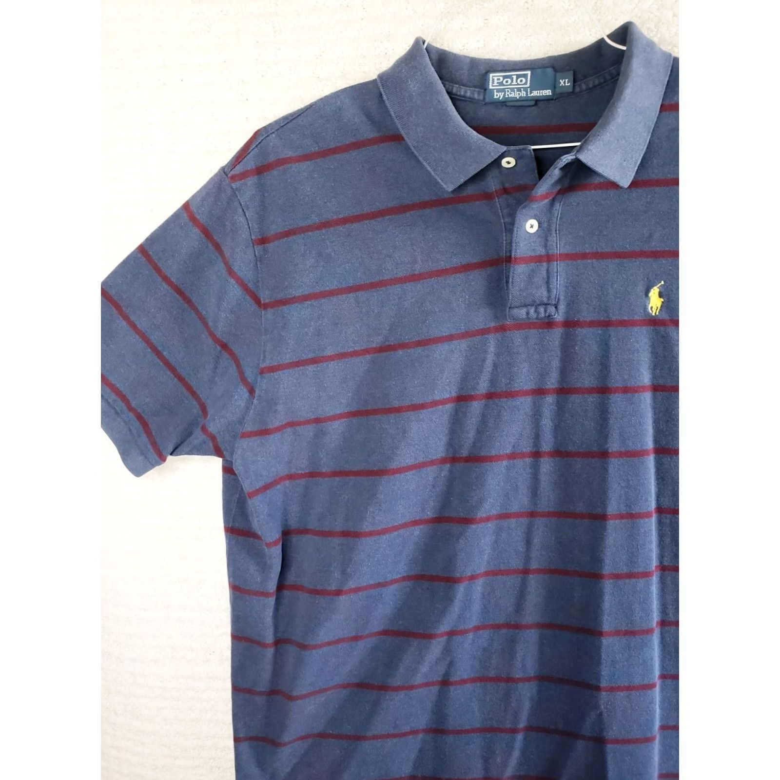 Ralph Lauren Ralph Lauren Polo Shirt Mens XL Blue with Maroon Stripes Short Sleeve Pullover Polo Shirt Size US XL / EU 56 / 4 - 3 Thumbnail