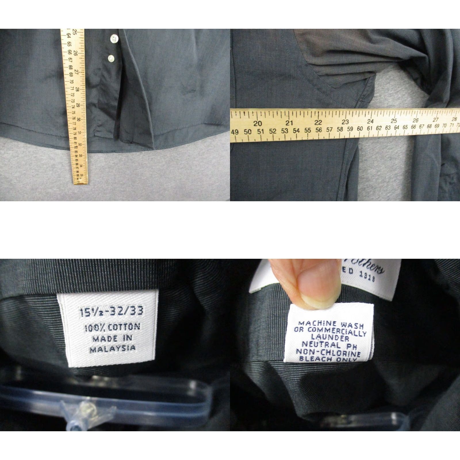 Brooks Brothers BROOKS BROTHERS Established 1818 Button Up Dress Shirt Gray 15.5 Regular Shirt Mens - 46 in Chest - 32-33 Sleeve - Check Pattern Size 42R - 8 Thumbnail