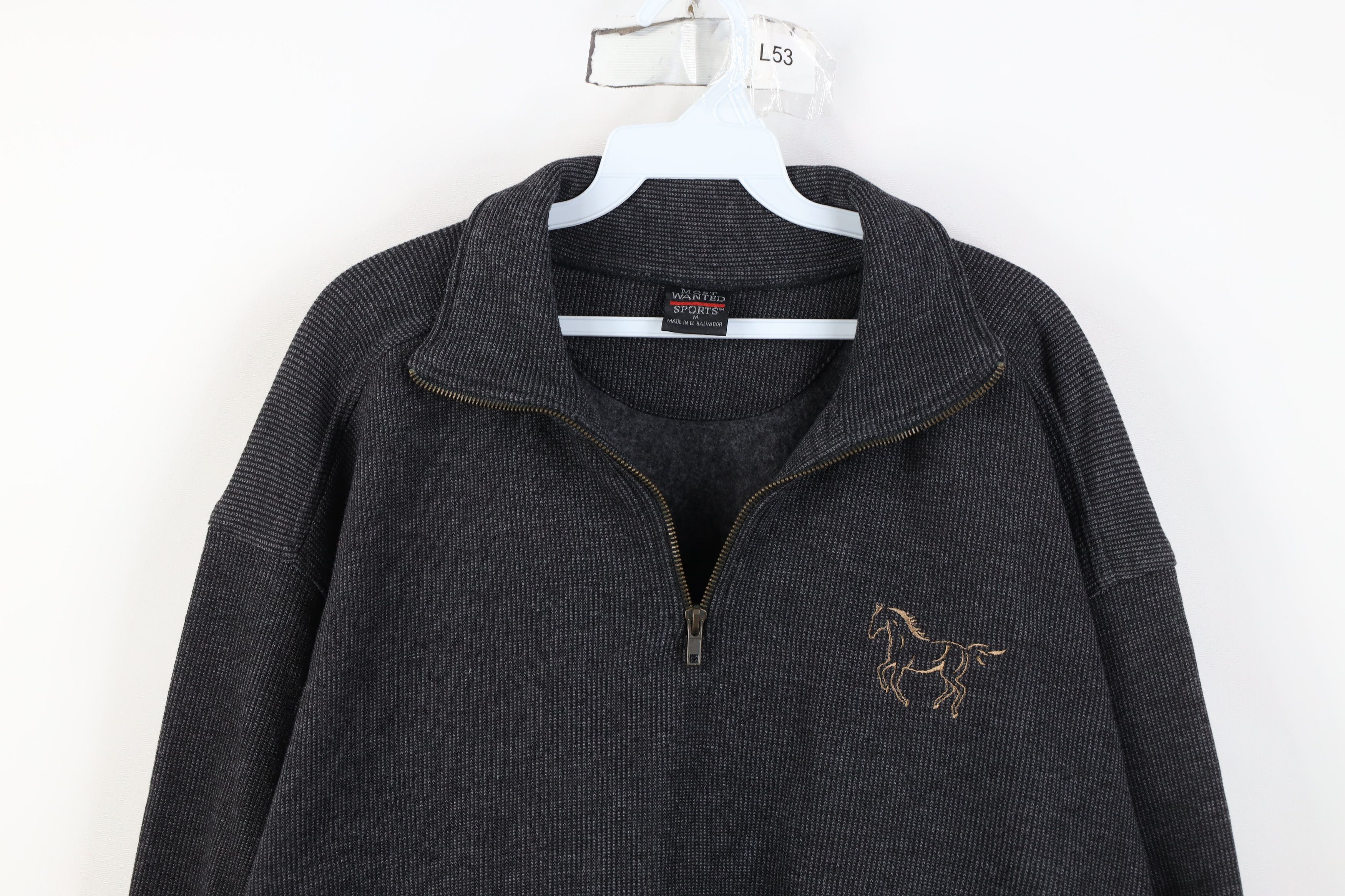 Vintage Vintage 90s Streetwear Horse Equestrian Ribbed Sweatshirt Size US M / EU 48-50 / 2 - 2 Thumbnail