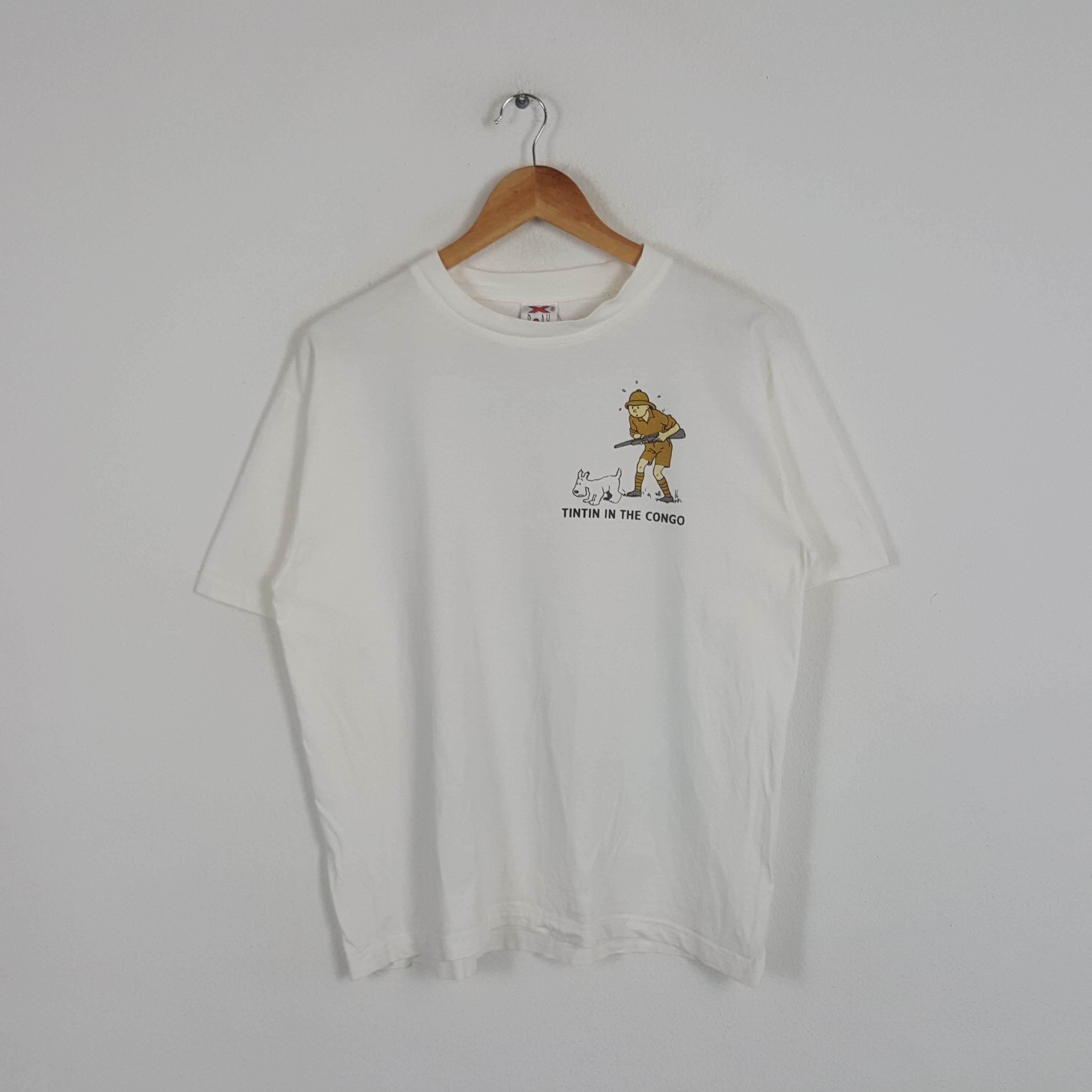 Vintage Vintage Tintin In The Congo American Cartoon Movie Tshirt Size US L / EU 52-54 / 3 - 3 Thumbnail