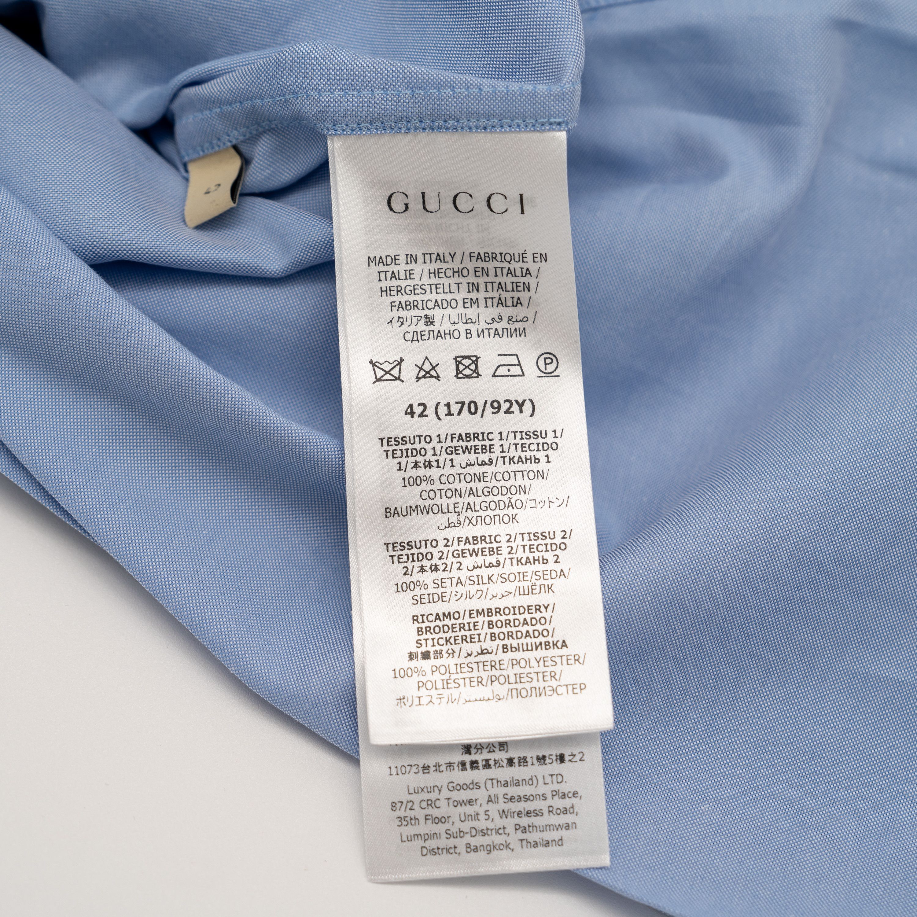 Gucci Gucci Blue Pleated Shirt Oxford Cotton Black Tie Size M / US 6-8 / IT 42-44 - 11 Thumbnail