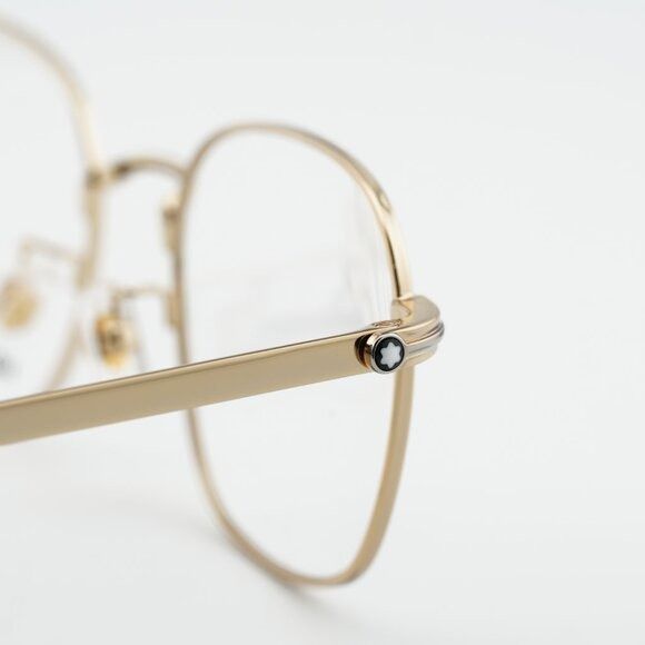 Montblanc Montblanc MB0238OK 001 Eyeglasses Gold 52mm Square Frame Size ONE SIZE - 5 Thumbnail